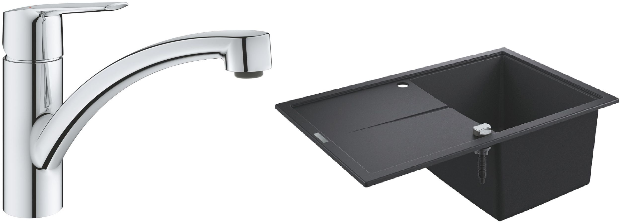 Zestaw Grohe K400 zlewozmywak 78x50 cm czarny granit z baterią kuchenną Grohe Start (31639AP0, 30530002)
