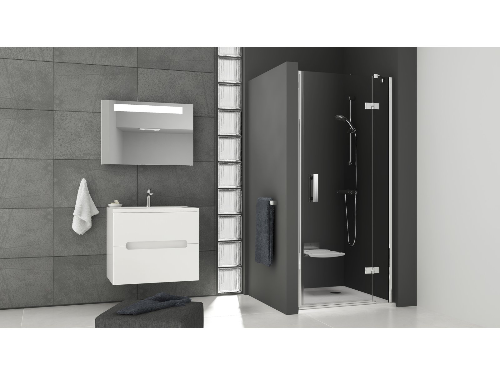 Ravak SmartLine SMSD2-110 A-P drzwi prysznicowe 110 cm uchylne prawe chrom/szkło przezroczyste 0SPDAA00Z1