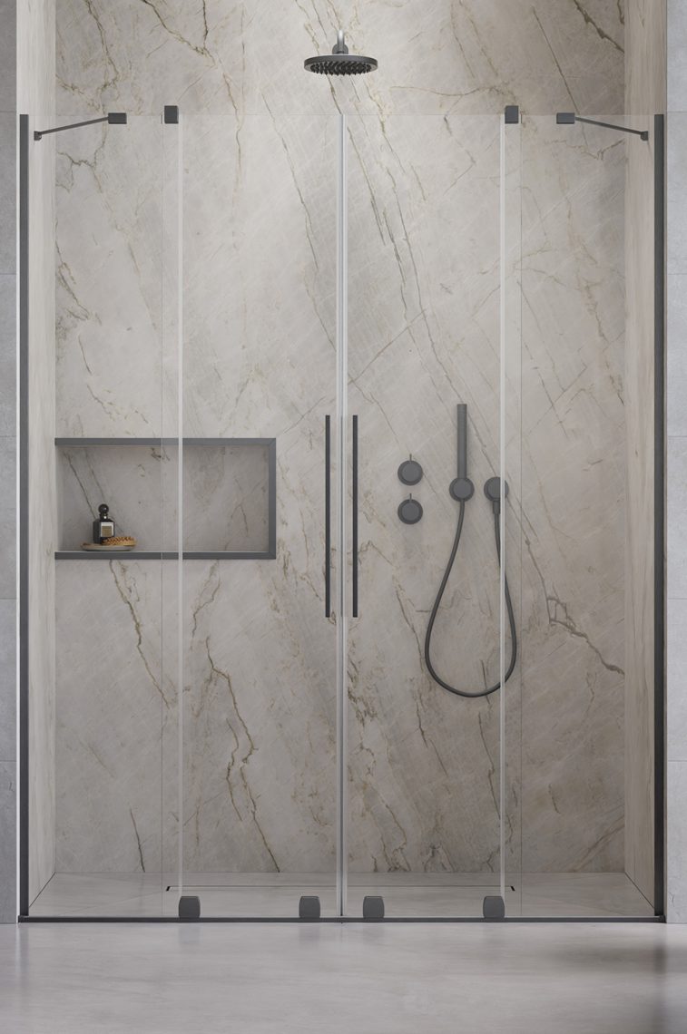 Radaway Furo Brushed Gunmetal DWD drzwi prysznicowe 180 cm rozsuwane brushed gunmetal/szkło przezroczyste 10108488-92-01/10111442-01-01