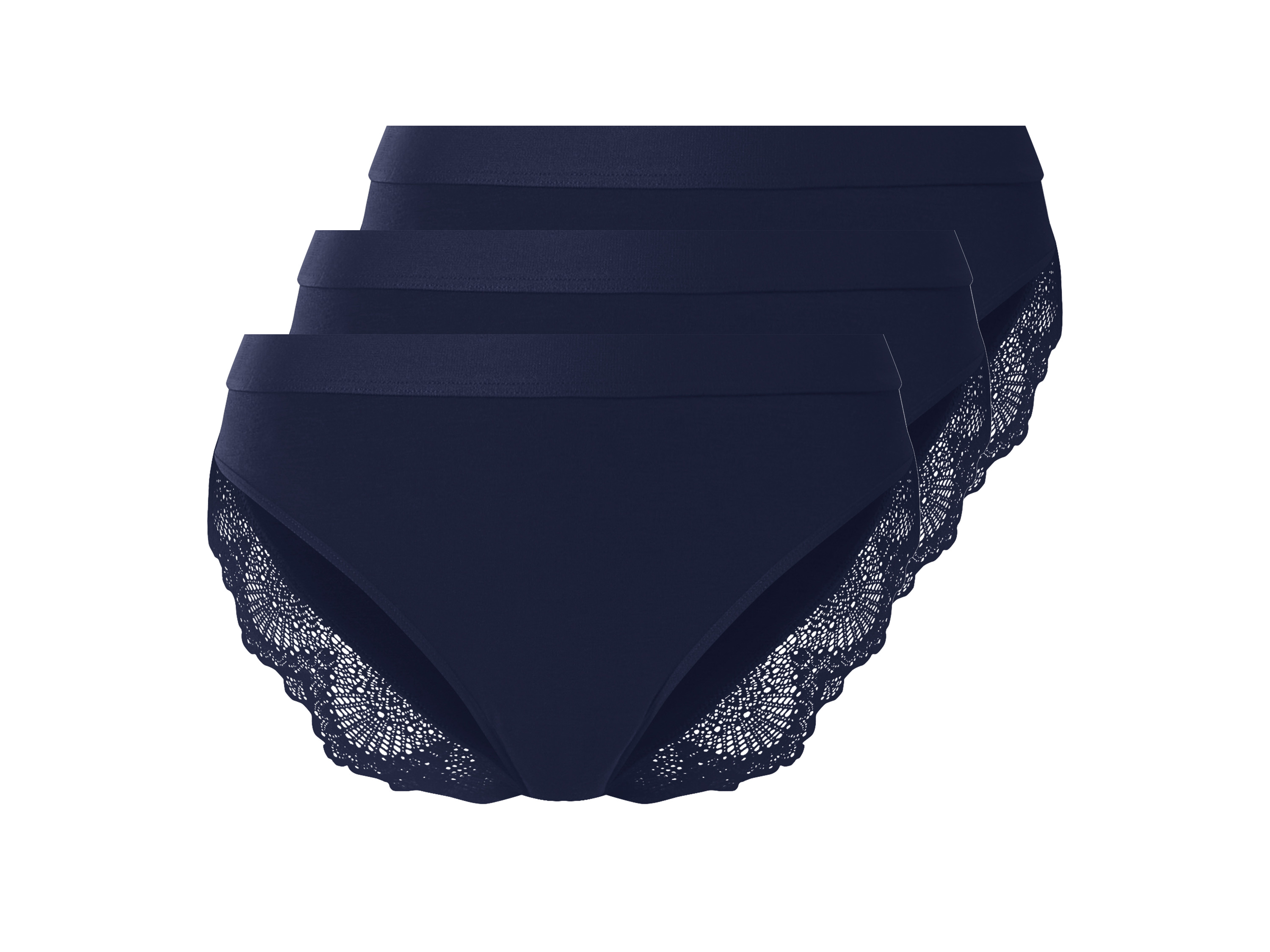 esmara Majtki figi damskie z koronką, 3 pary Granatowy, Xl48/50