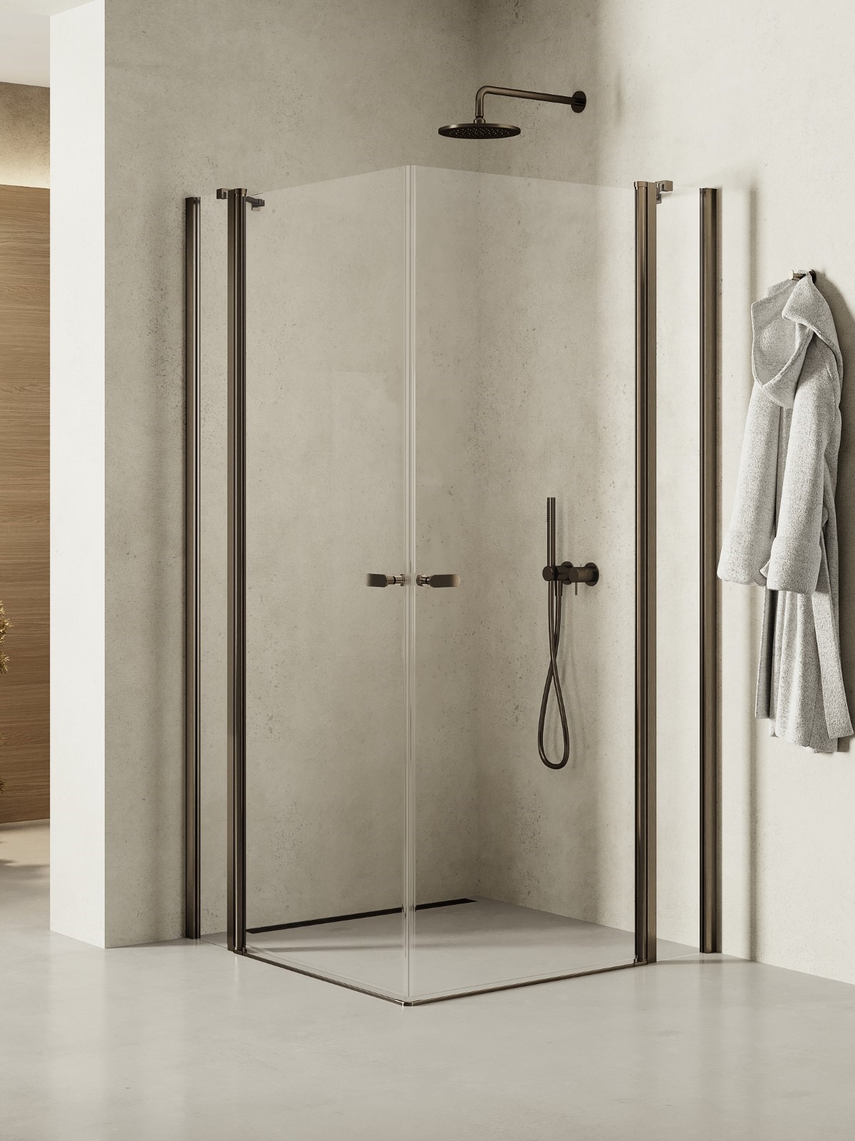 Darmowa Dostawa - Kabina prysznicowa 90x90 cm kwadratowa grafitowy szczotkowany/szkło przezroczyste New Trendy New Soleo Gunmetal Brushed K2183