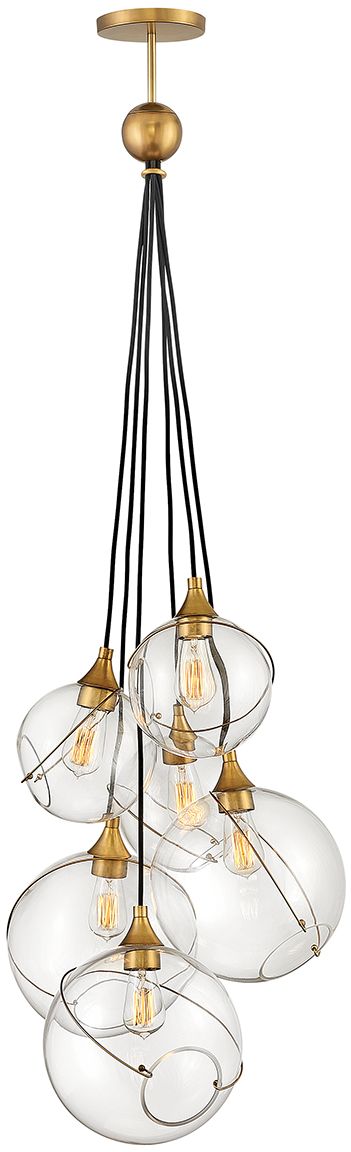 Darmowa Dostawa - Lampa wisząca 6x60 W mosiądz-przezroczysta Quintiesse Skye QNSKYE6P
