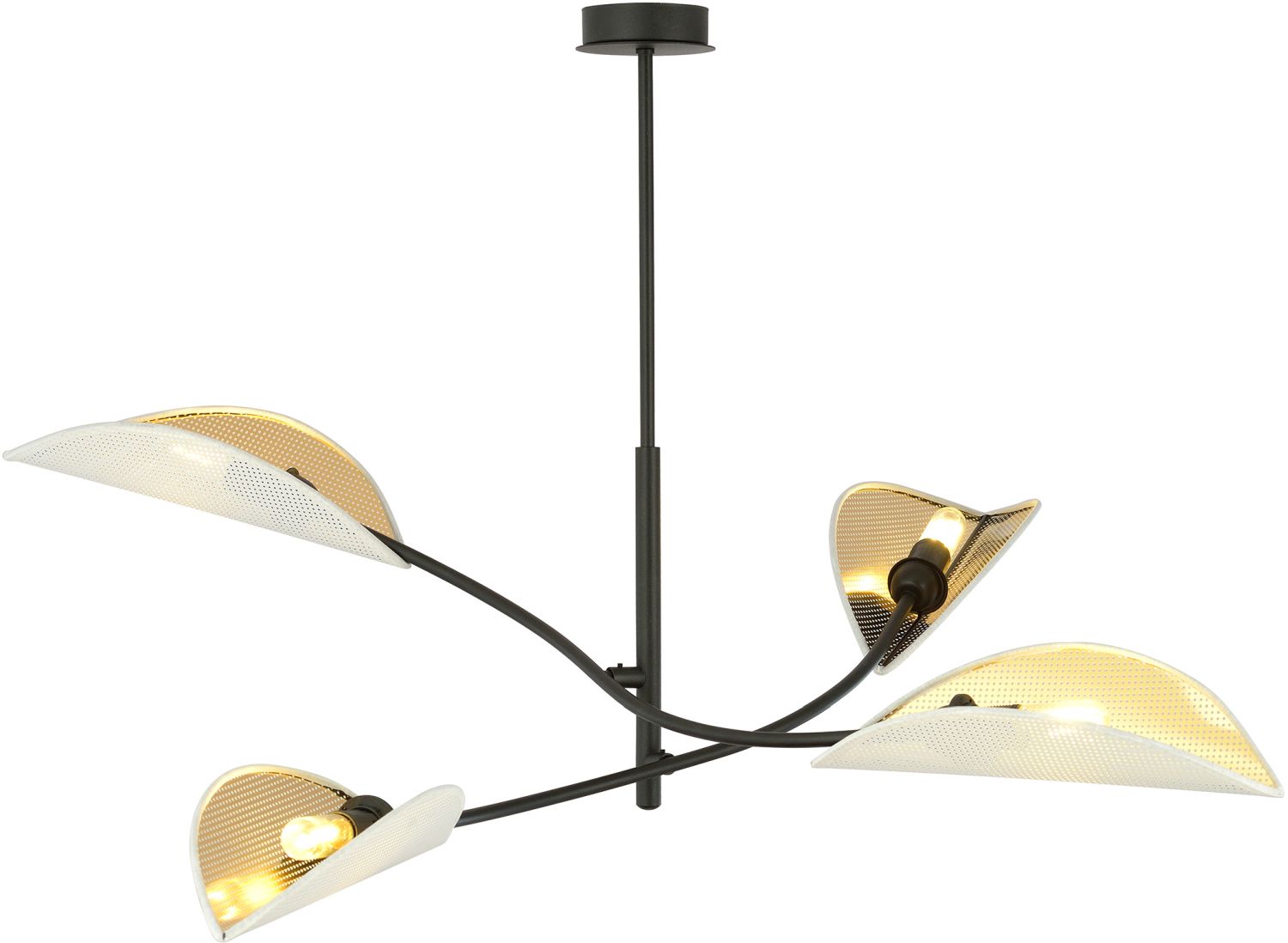 Darmowa Dostawa - Lampa podsufitowa 4x10 W biała-czarna-złota Emibig Lotus 11074