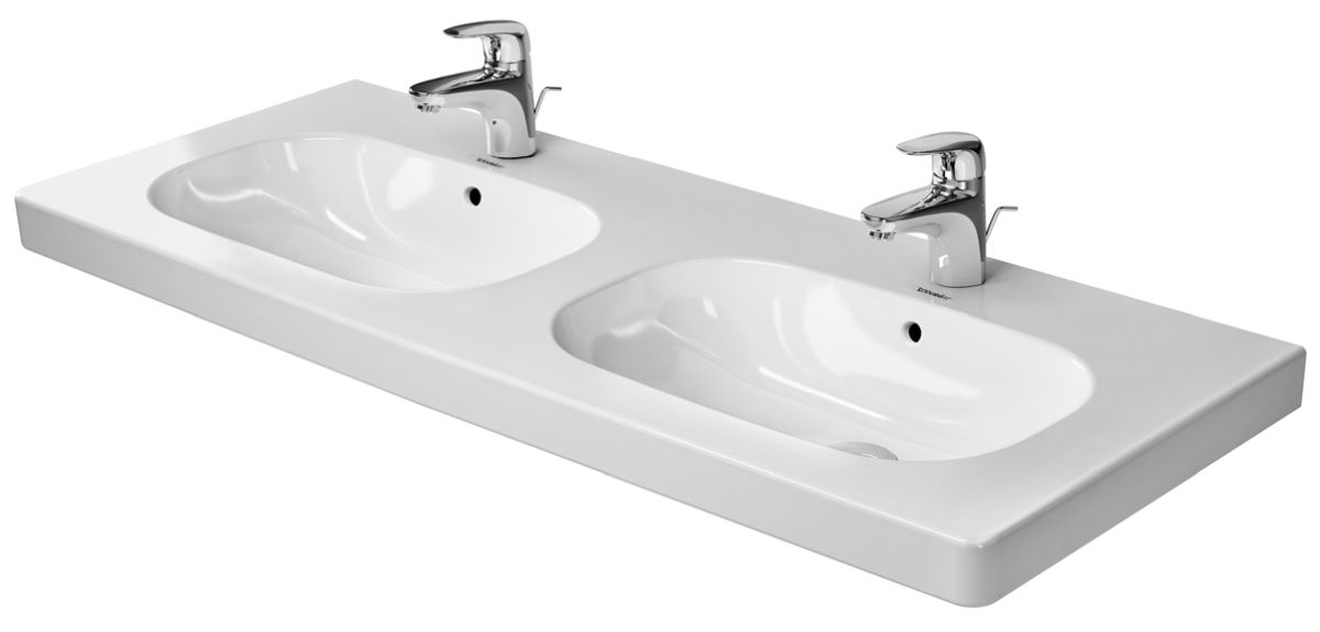 Darmowa Dostawa - Umywalka 120x49 cm prostokątna ścienna-meblowa-podwójna biała Duravit D-Code 03481200002
