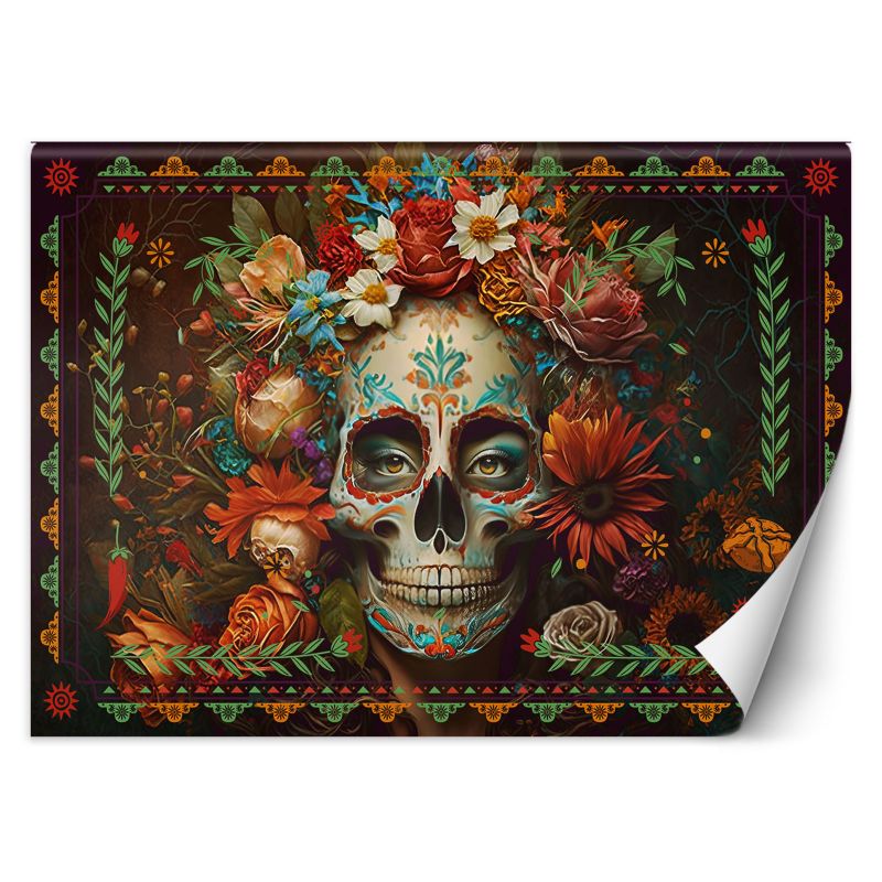 Fototapeta Feeby Kolorowa czaszka z kwiatami 150x105 1 szt