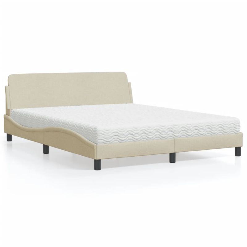 Łóżko z materacem kremowe tkanina WaszeMeble 160x200 WM-3208429 1 szt.