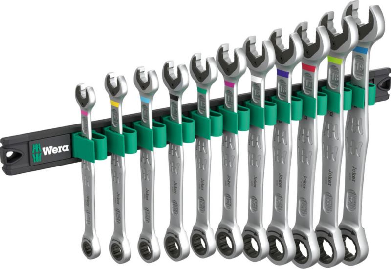 Listwa magnetyczna 9630 z zestawem kluczy płasko-oczkowych Wera z grzechotką Joker 1, 11 części, 05020014001, 1szt.