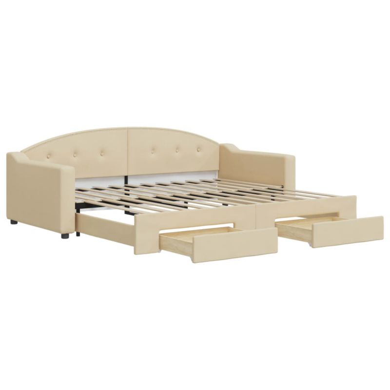 Sofa rozkładana WaszeMeble 90x200 cm Kremowy tkanina z szufladami WM-3197570 1 szt.