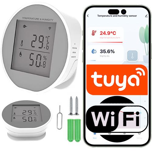 Czujnik temperatury i wilgotności Sone WiFi Tuya z ekranem LCD i zasilaiem USB-C 1 szt.