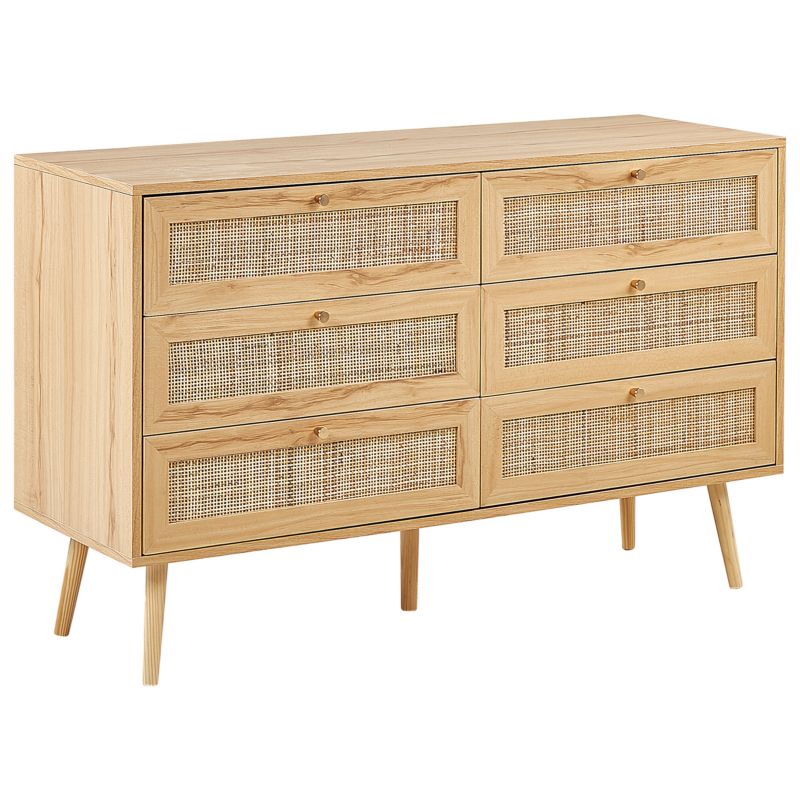 Komoda 6 szuflad Perote Rattan Jasnobrązowy 1 szt.