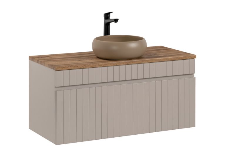 Zestaw mebli łazienkowych 100cm Comad Iconic Cashmere z blatem i umywalką nablatową Wiki 1szt