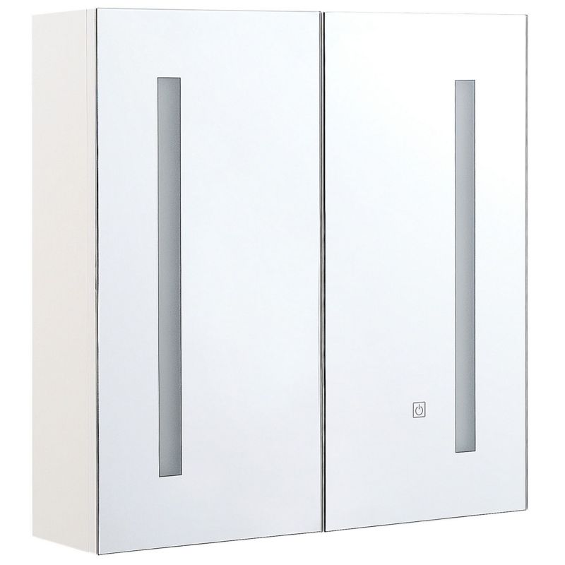 Szafka łazienkowa wisząca z lustrem LED Chabunco 60 cm 60 cm Biały 1 szt.