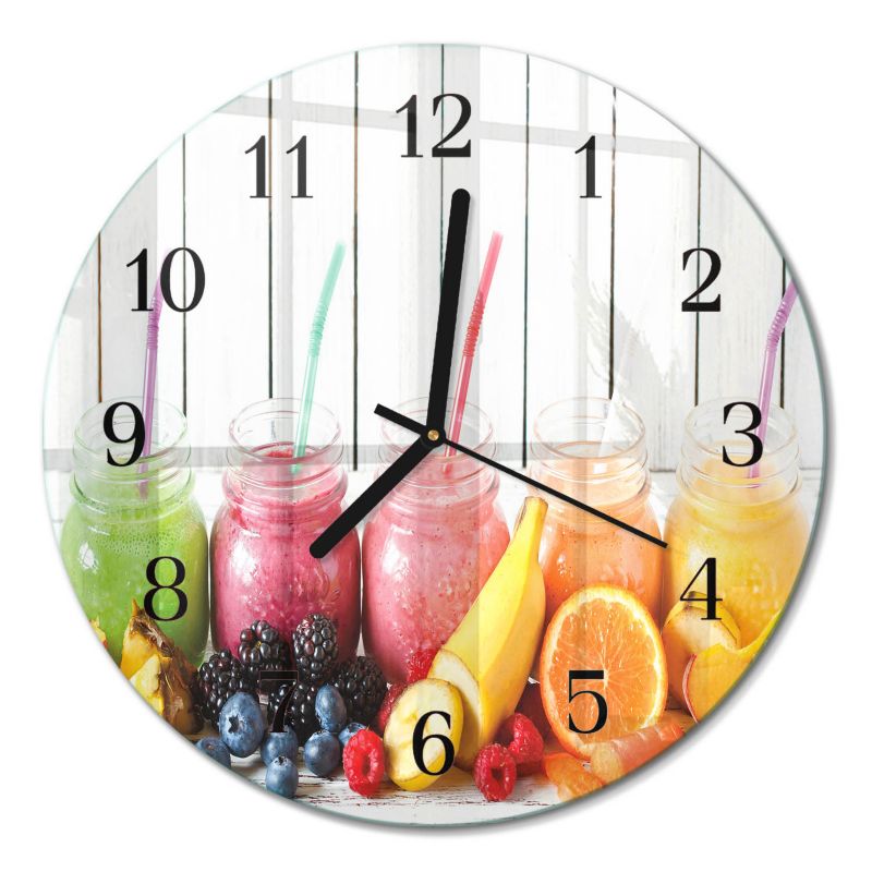 Zegar Ścienny Bez Tykania Tulup fi30 cm z Czarnymi Wskazówkami Smoothie 1 szt.