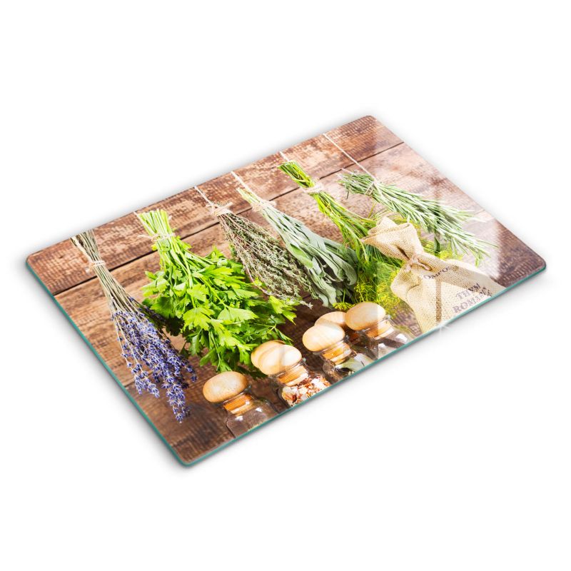 Szklana deska do krojenia Wallfluent 80x52 cm Zioła przyprawy i drewno 1 szt.