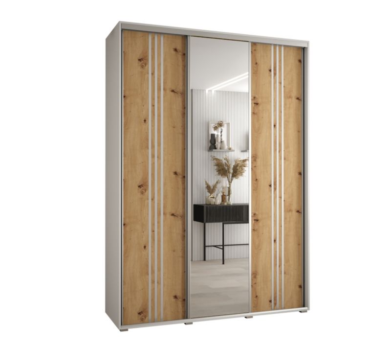 Szafa przesuwna Abiks DAVOS 7 wysoka szer.180cm gł.60cm biały/artisan/srebrny 1szt.