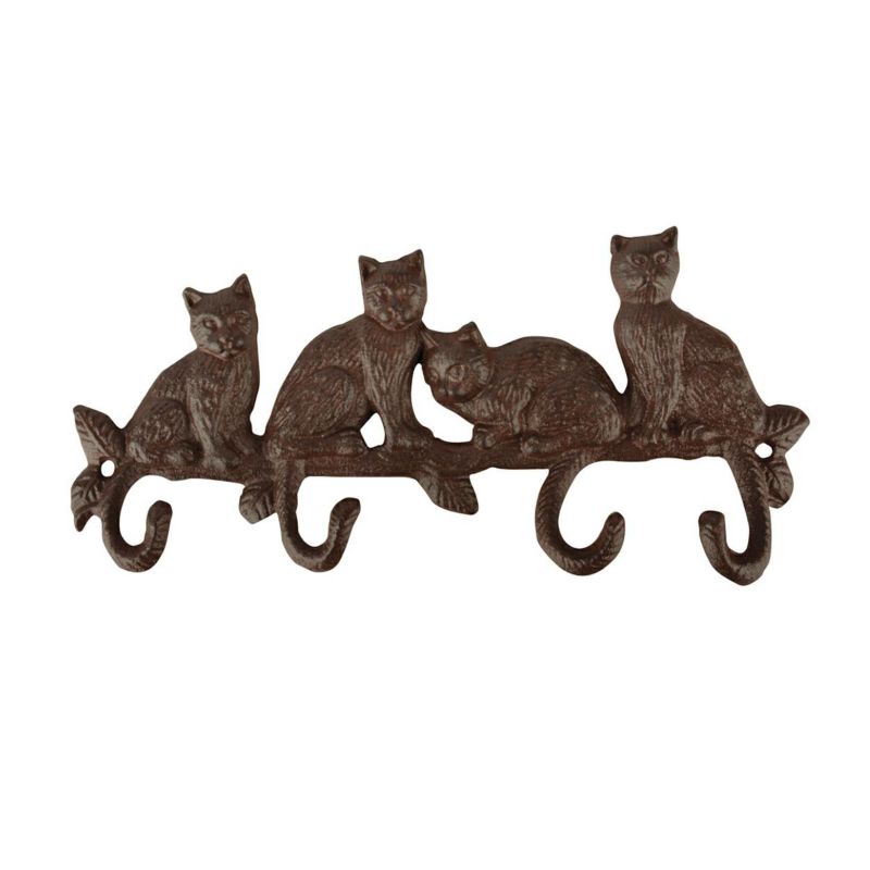 Wieszak ścienny z kotami Esschert Design żeliwny brązowy 29 cm 1 szt.
