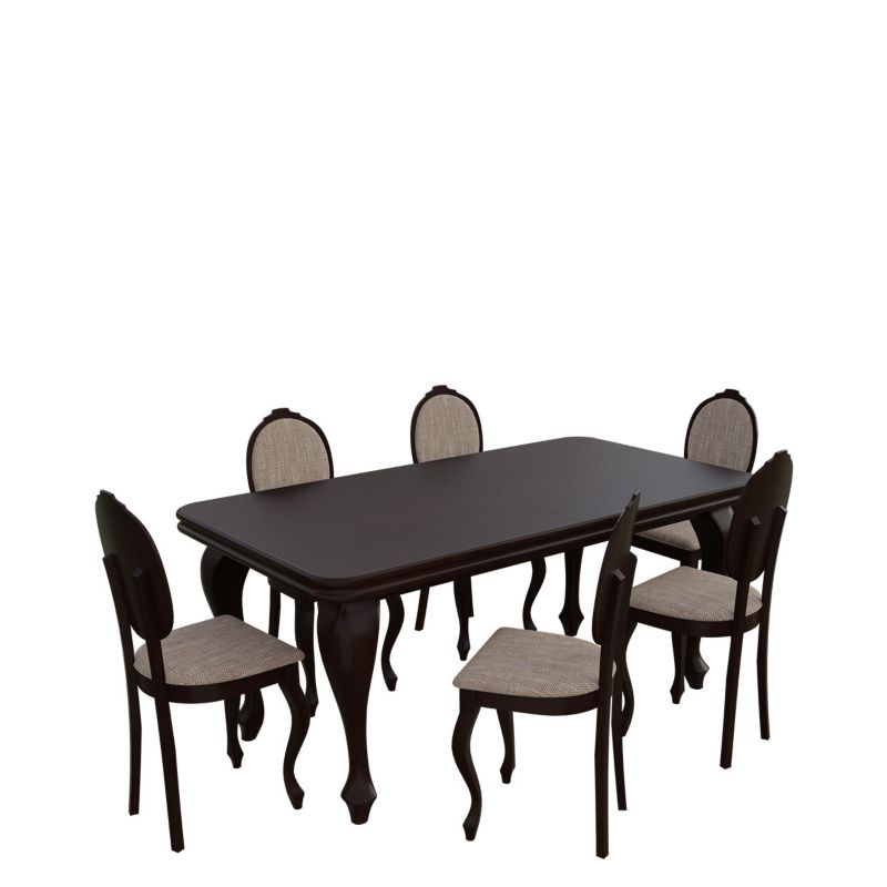 Zestaw RO41 MIRJAN 24 Stół rozkładany S39 90x170/250 + 6 krzeseł K76 orzech + jasny brąz 1 kpl.
