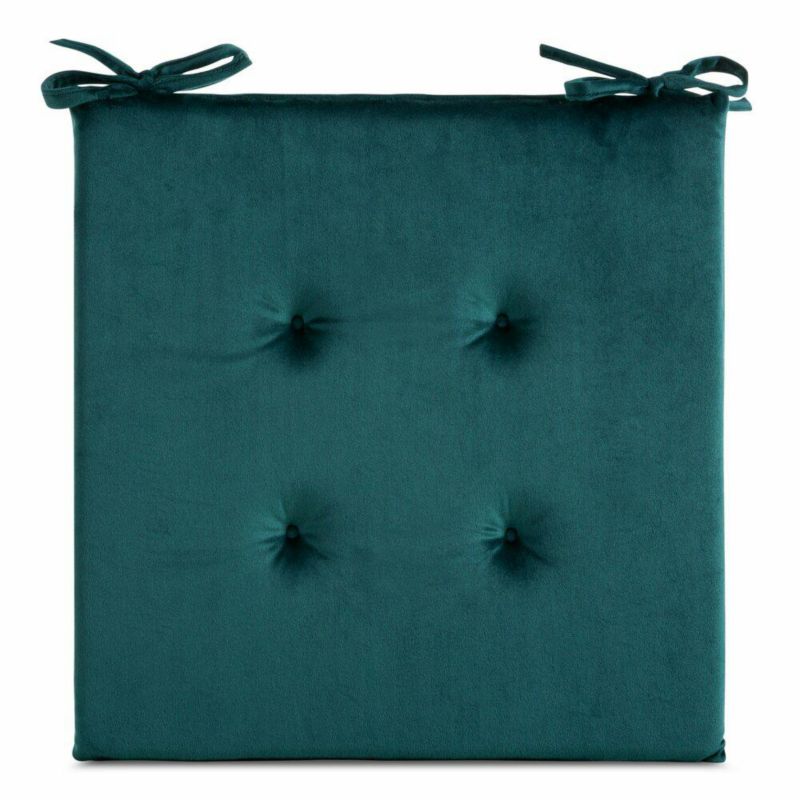 Poduszka na krzesło GAJA Eurofirany 40x40 cm turkusowa welwetowa z ozdobnym pikowaniem 1 szt.