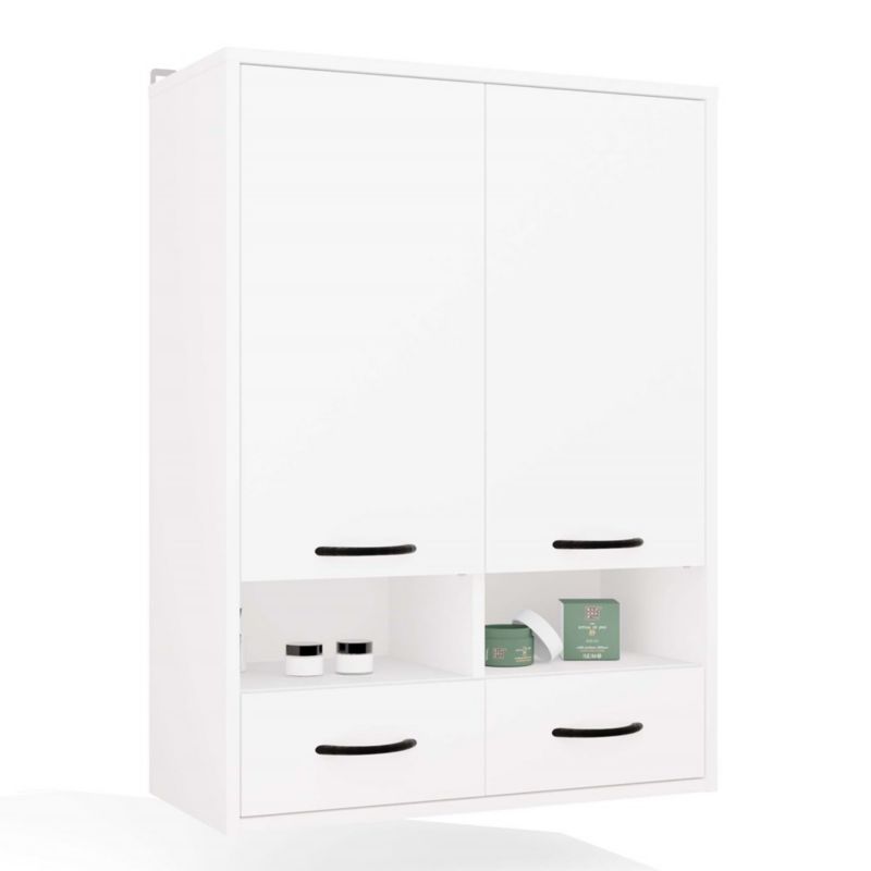 Szafka Łazienkowa Topeshop Wisząca Nina W2D2P2S Biel Regał 2 Drzwi 8 Półek 2 Szuflady 30x90x66 cm 1 szt.