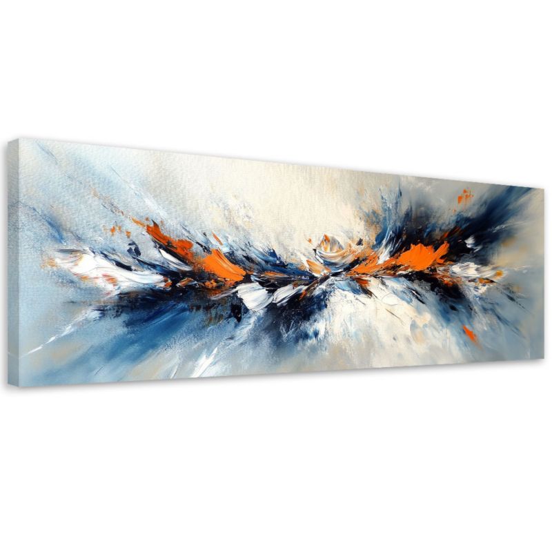 Obraz na płótnie Feeby Abstrakcja Szary Niebieski Pomarańczowy 150x50cm 1szt