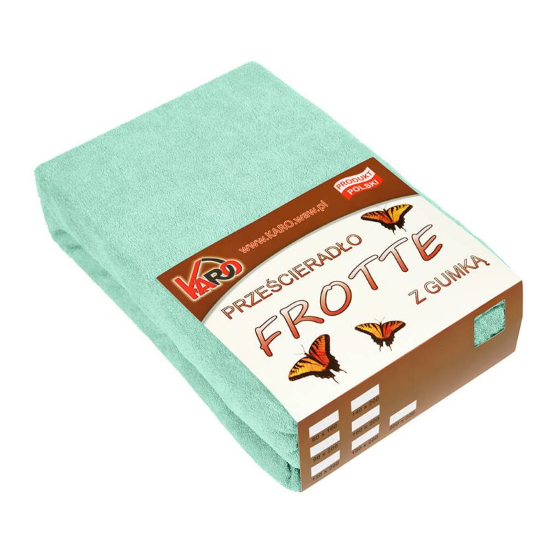 Prześcieradło frotte z gumką KARO 200x220 pistacjowe 1 szt.