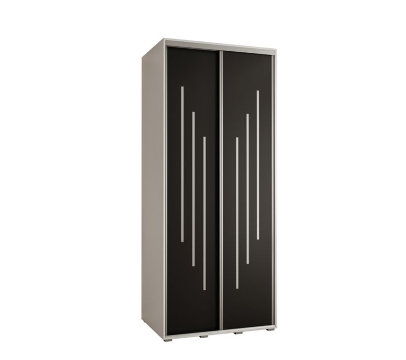 Szafa przesuwna Abiks DAVOS 8 wysoka szer.100cm gł.60cm biały/czarny/srebrny 1szt.