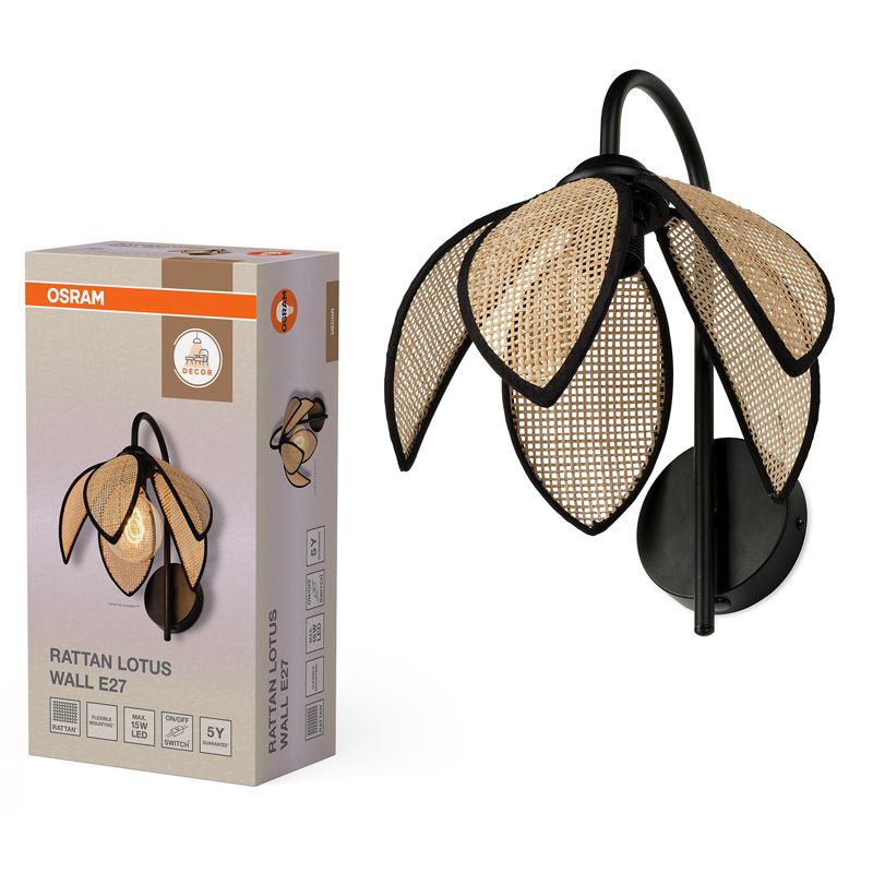 Kinkiet Ścienny Decor Rattan Osram Lampa Dekoracyjna E27 Beżowa 1 szt.