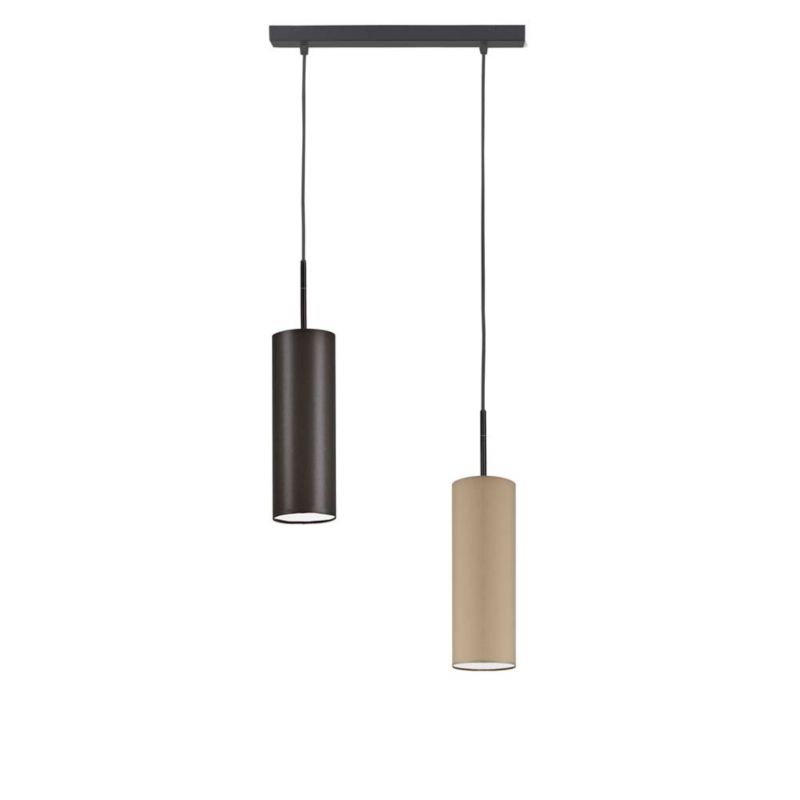 Lampa wisząca Volta Light Factory zwis żyrandol sufitowa z abażurami tuba Brązowy, cappuccino BELL Z2 1szt.