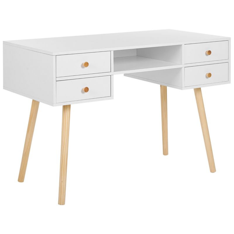 Biurko Levin Biały 110 cm 55 cm z szufladami 1 szt.