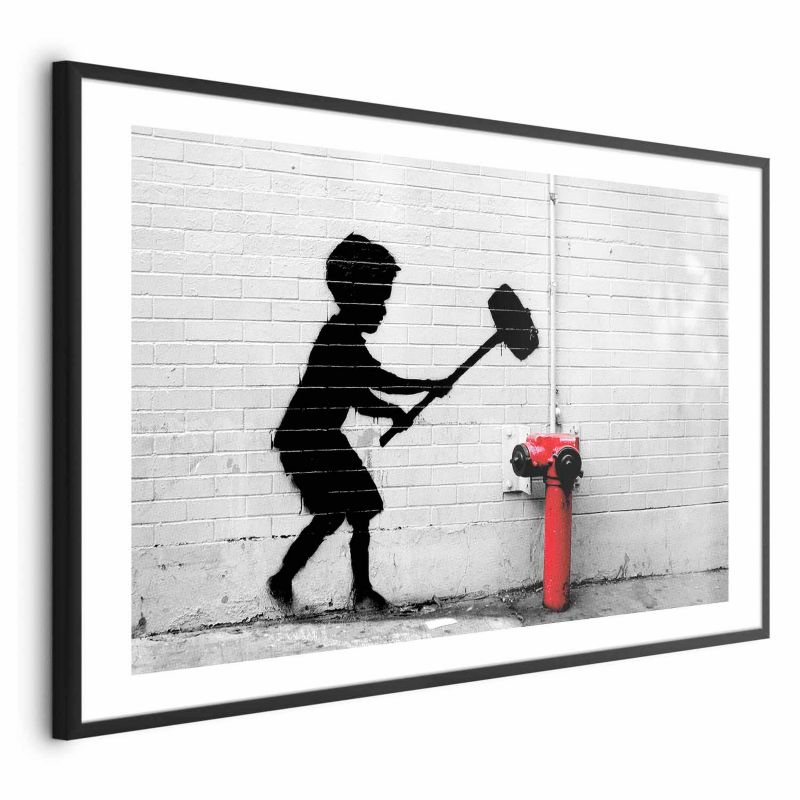 Plakat Artgeist Zniszczyć hydrant 90x60 cm z ramą czarną z marginesem 1 szt