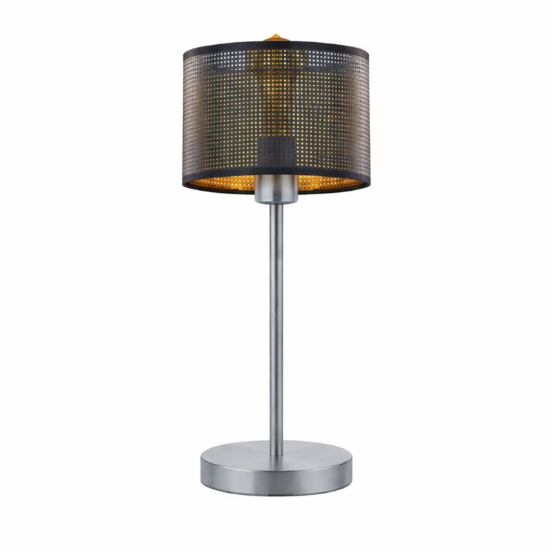 Lampka Nocna Volta Light Factory Blues Abażur Czarny ze złotem/Srebrny Walec 1xE27 1szt.