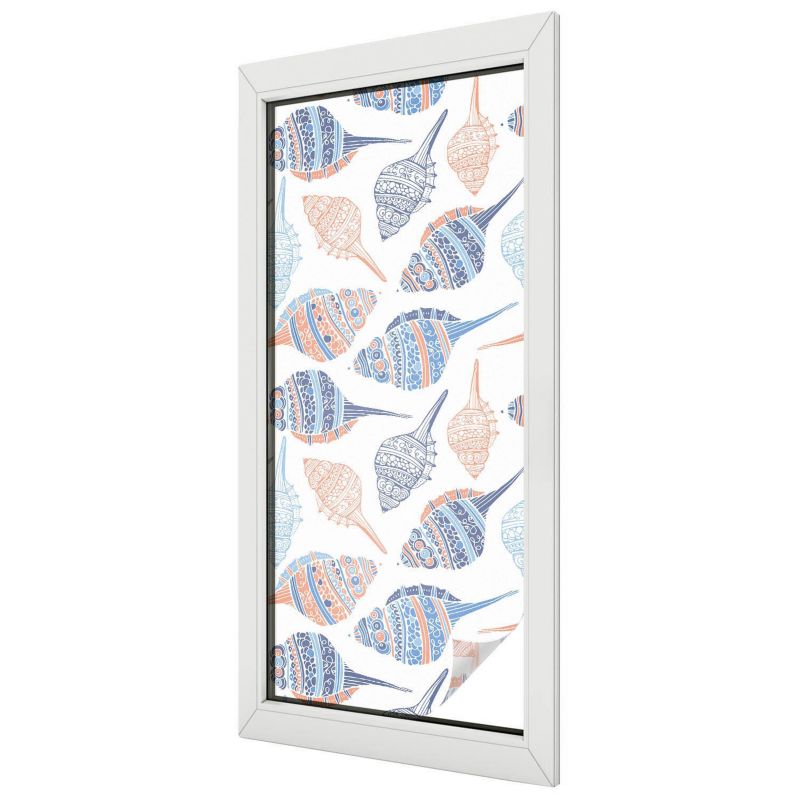 Folia Chroniąca Prywatność Mrożona Wallfluent 50x116 cm Witrażowa Naklejka Na Szybę Muszle morskie w stylu boho 1 rol.