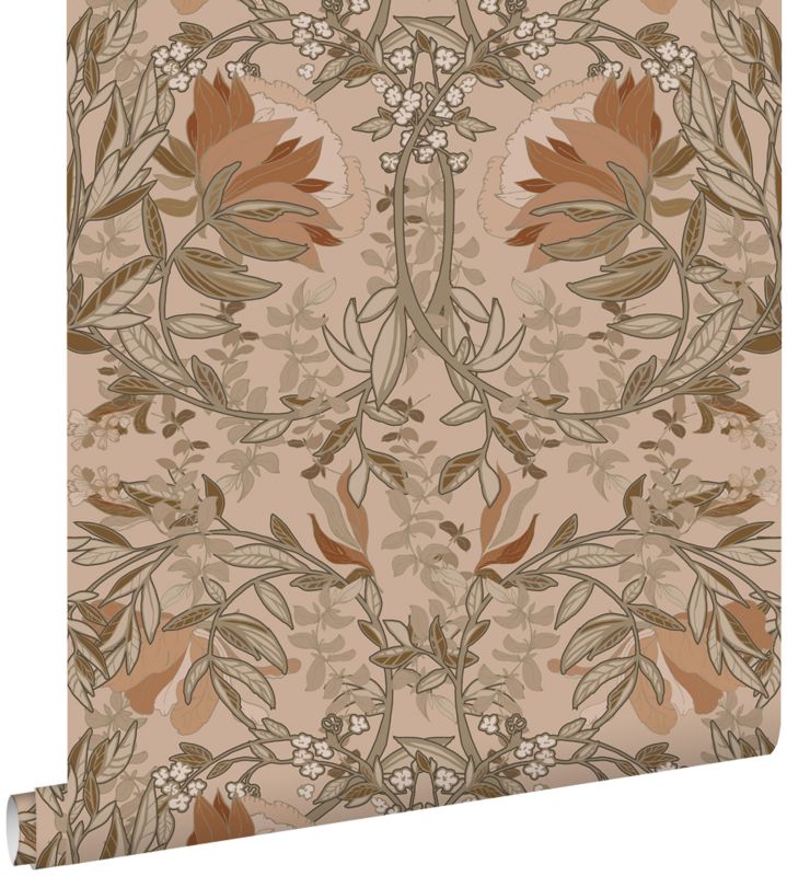 Tapeta ESTAhome vintage kwiaty w stylu secesyjnym terakota 53 cm x 10.05 m - 1 rol.