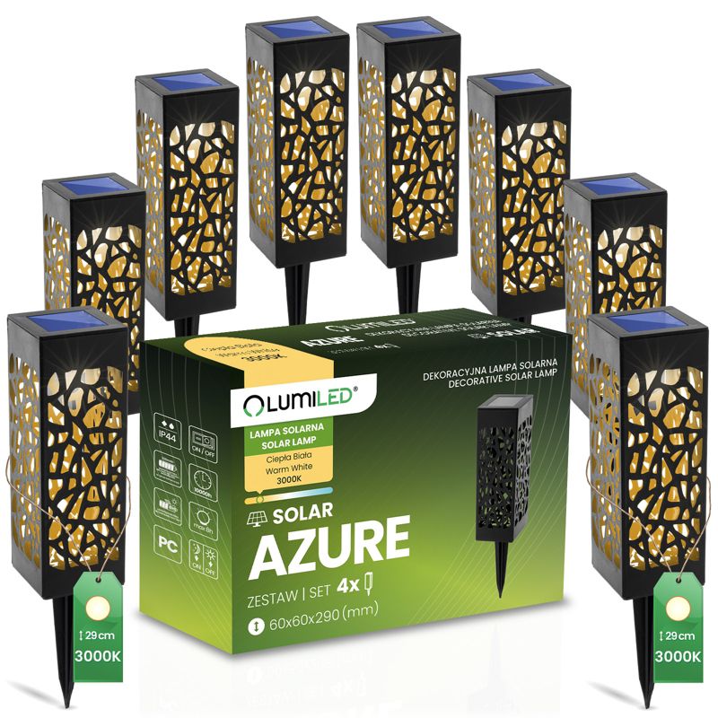 Lampa Solarna Lumiled Ogrodowa LED 3000K IP44 Słupek Ażurowy 8 szt.