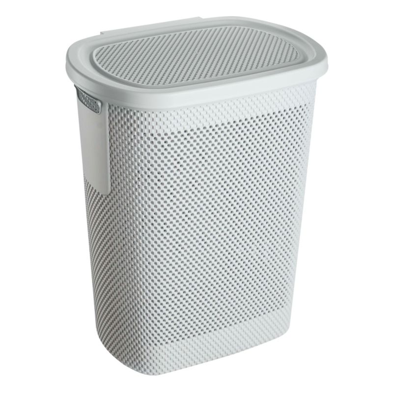 Kosz na pranie Keeeper Arne 58l, szary z pokrywą i przewiewną strukturą 47,5 x 36 x 57,5 cm, 1 szt.