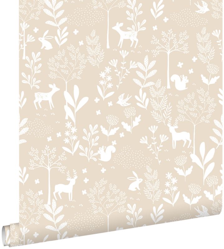 Tapeta ESTAhome las ze zwierzętami leśnymi beżowym 53 cm x 10.05 m - 1 rol.