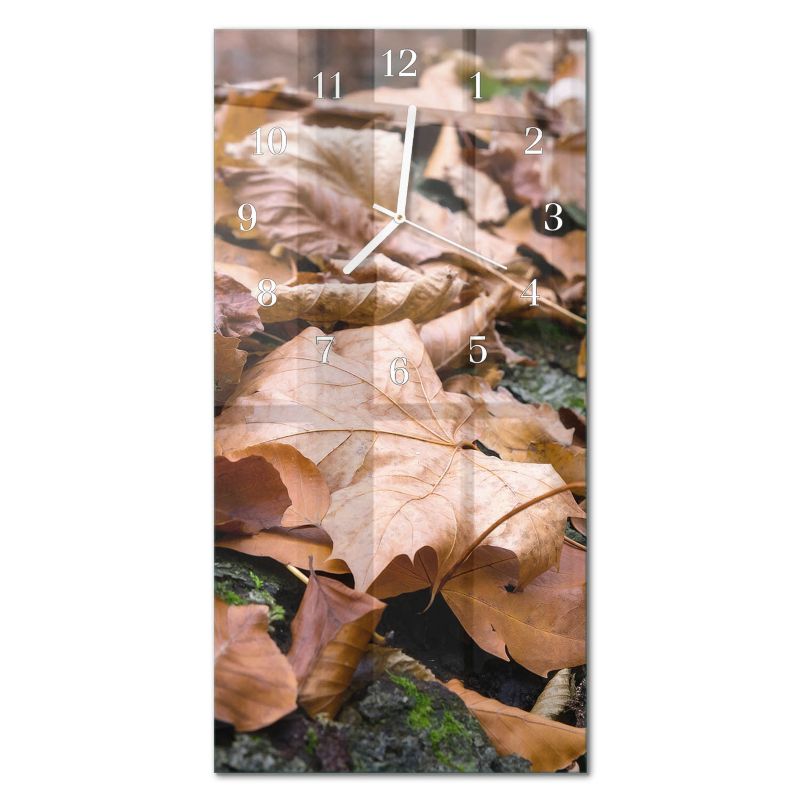Dekoracyjny Zegar Ścienny Tulup 30x60 cm z Białymi Wskazówkami Liście 1 szt.