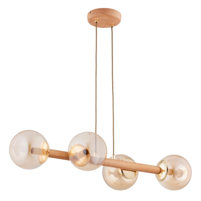 Lampa wisząca Alfa ROSARI jasne drewno-bursztynowy 4xE14x10W wym:70x82x30cm IP20 -1 szt.