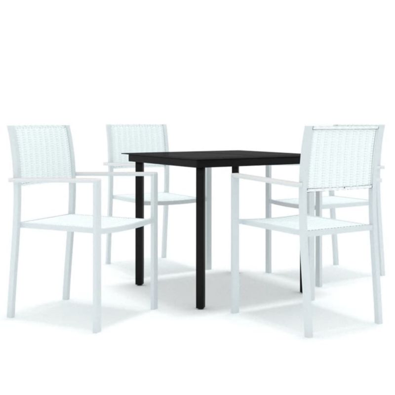 Zestaw mebli ogrodowych jadalniany WaszeMeble 4-osobowy HDPE i stal biały WM-3099258 1 kpl