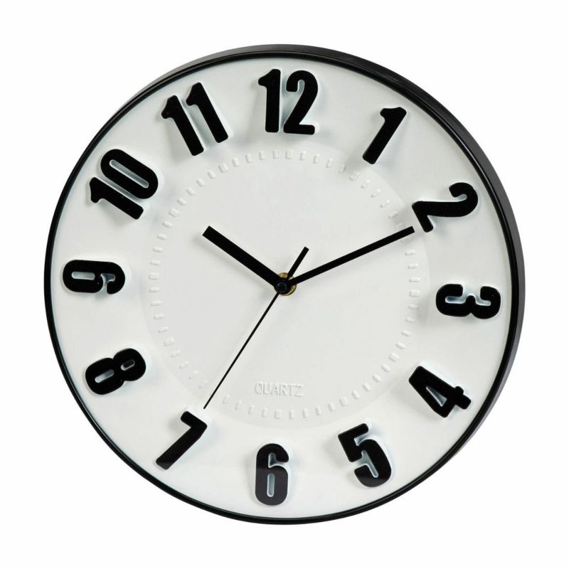 Zegar ścienny HowHomely biało-czarny tworzywo sztuczne 28 cm 1 szt.