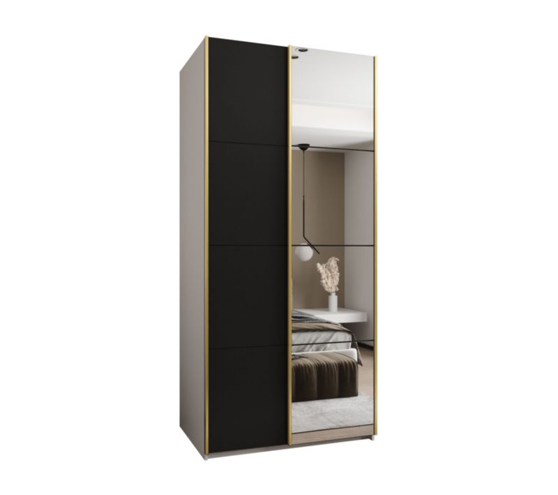 Szafa przesuwna Abiks LUX 3 wysoka szer.100cm biały/czarny/złoty 1szt.