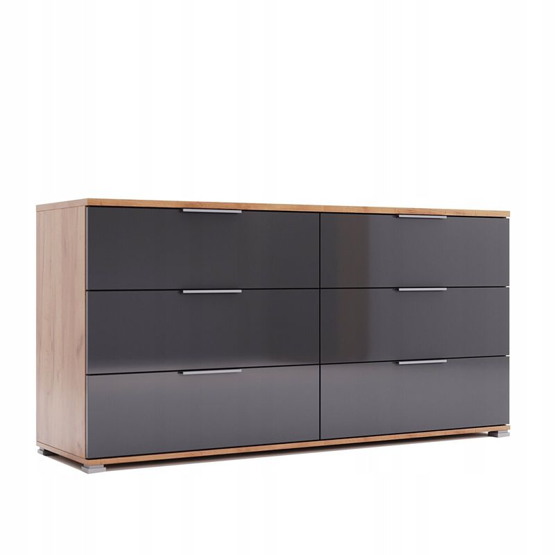 Komoda z szufladami Lana 160 cm INTESI dąb craft i szary nowoczesna do salonu 1 szt.