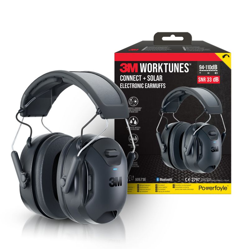Słuchawki Ochronne 3M WorkTunes Connect & Solar Bluetooth, Nauszniki Bezprzewodowe 90573E-1, 1 szt.