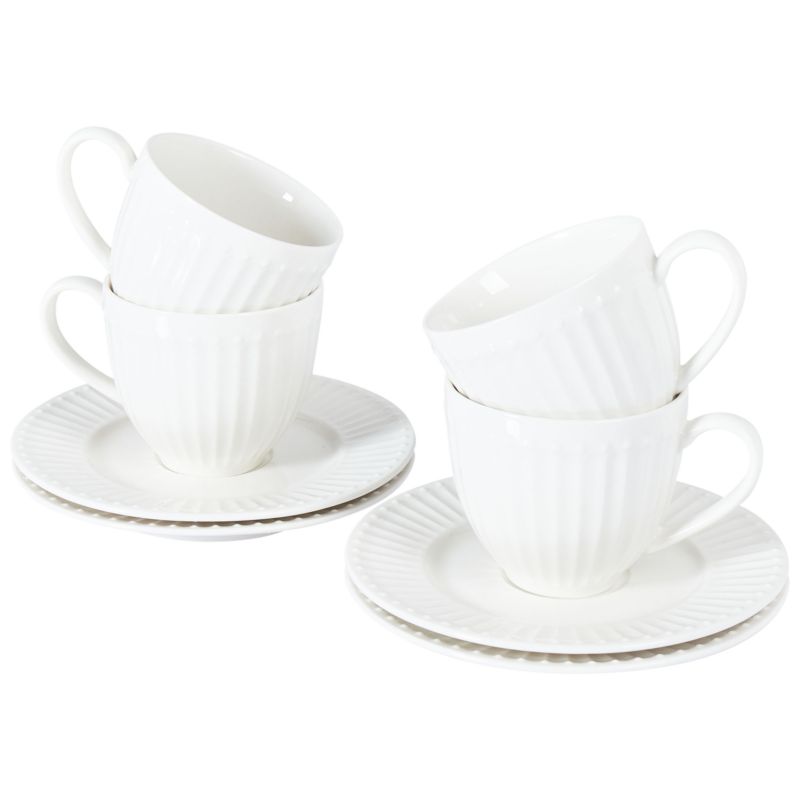 Zestaw 4 filiżanek ze spodkami Cowslip Porcelana Biały 1 kpl