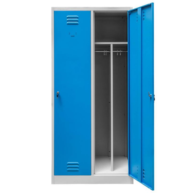 Szafka ubraniowa BHP Mega-M 2 drzwiowa z przegrodami szaro-niebieska 80x50x180cm 1szt.
