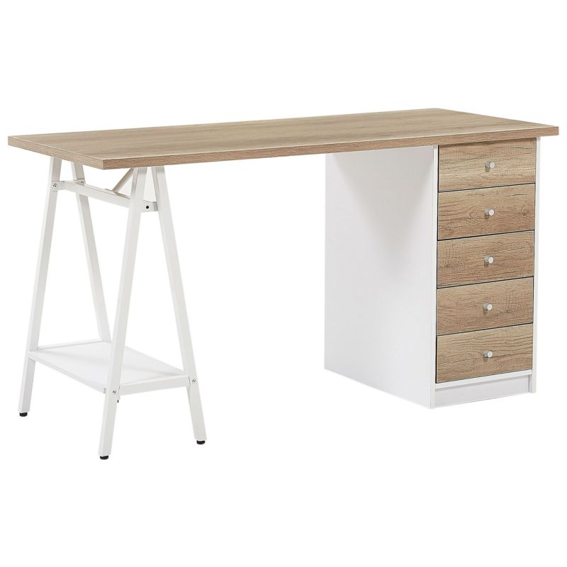 Biurko Heber Brązowy/ biały 140 cm 60 cm z szufladami 1 szt.