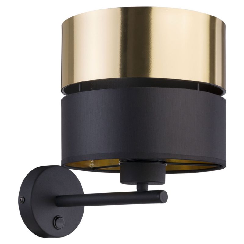 Kinkiet ścienny TK-Lighting Hilton czarny-mosiądz-złoty 1 x E27 x IP20 wym: 28 x 20 x 28 cm - 1 szt.