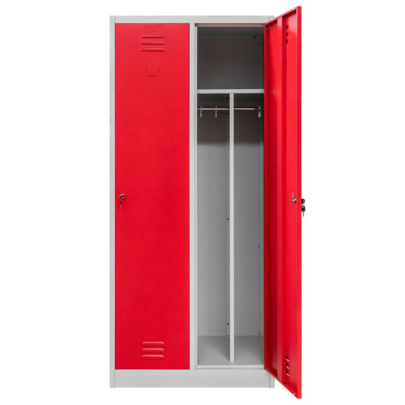 Szafka ubraniowa BHP Mega-M 2 drzwiowa z przegrodami szaro-czerwona 80x50x180cm 1szt.