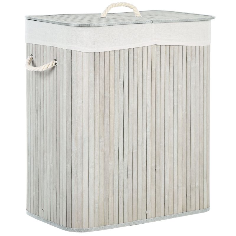 Kosz na pranie Kandy Bambus Jasnoszary 100 L 1 szt.