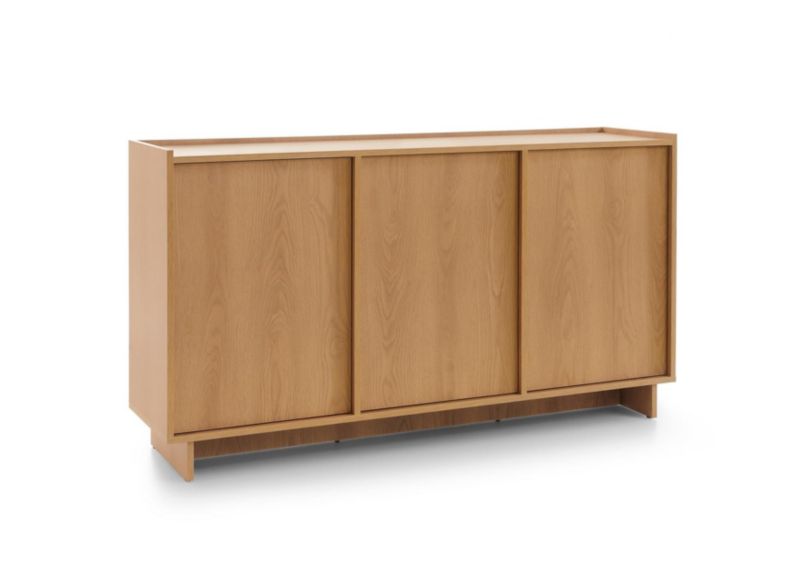 Szeroka Komoda SUNA 147x81 cm Dąb Karmel do salonu trzydrzwiowa 1szt.